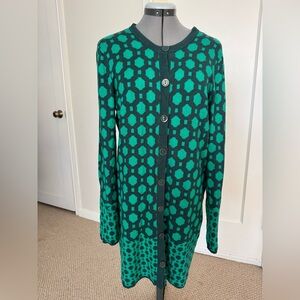 Isaac Mizrahi Live Women's Cardigan Sweater All Over Print Green Size M